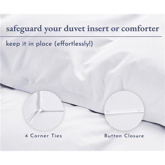 Duvet Cover,Queen Size 400Thread Count Sateen 3Piece Bedding Set,100%Pure Cotton - Picture 2 of 6